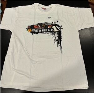 NASCAR 2008 NEW Martin Truex Jr. Short Sleeve Paint Drip White Graphic T Men XL